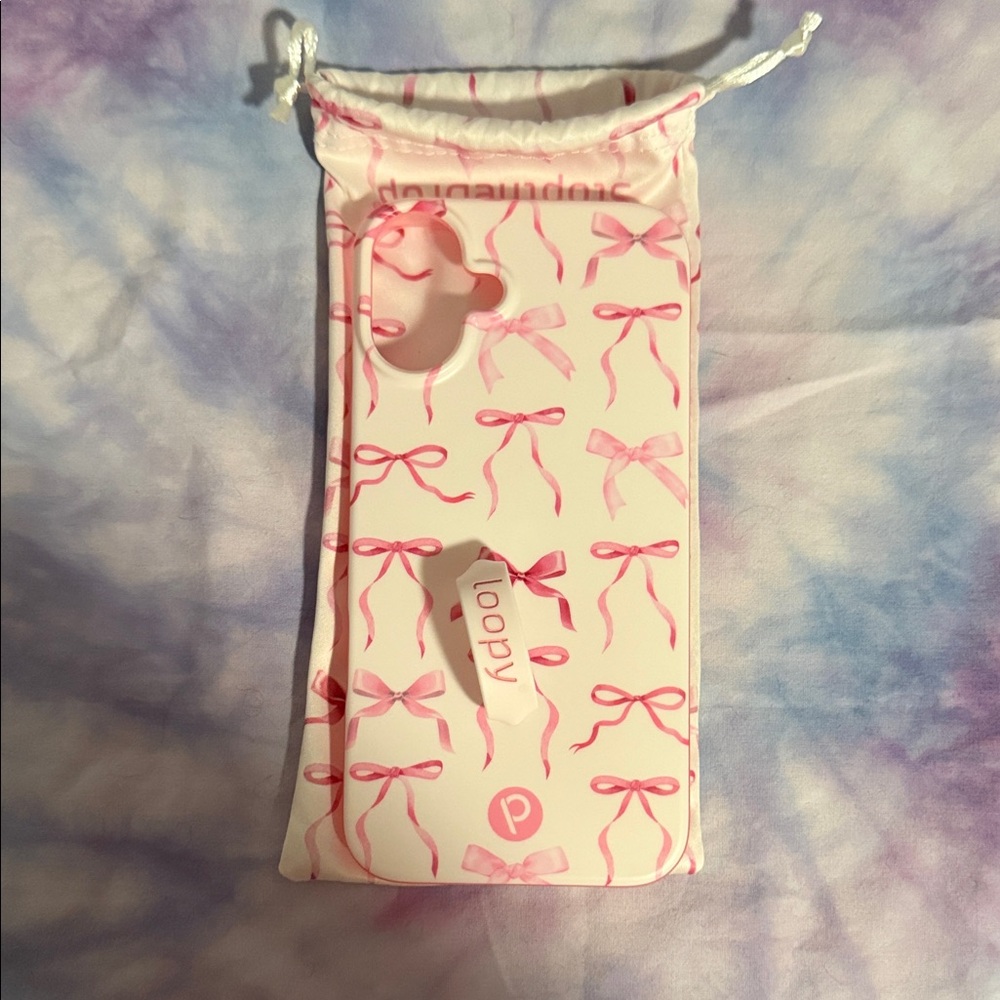Pink Bow Pattern Phone Case with Pop Grip